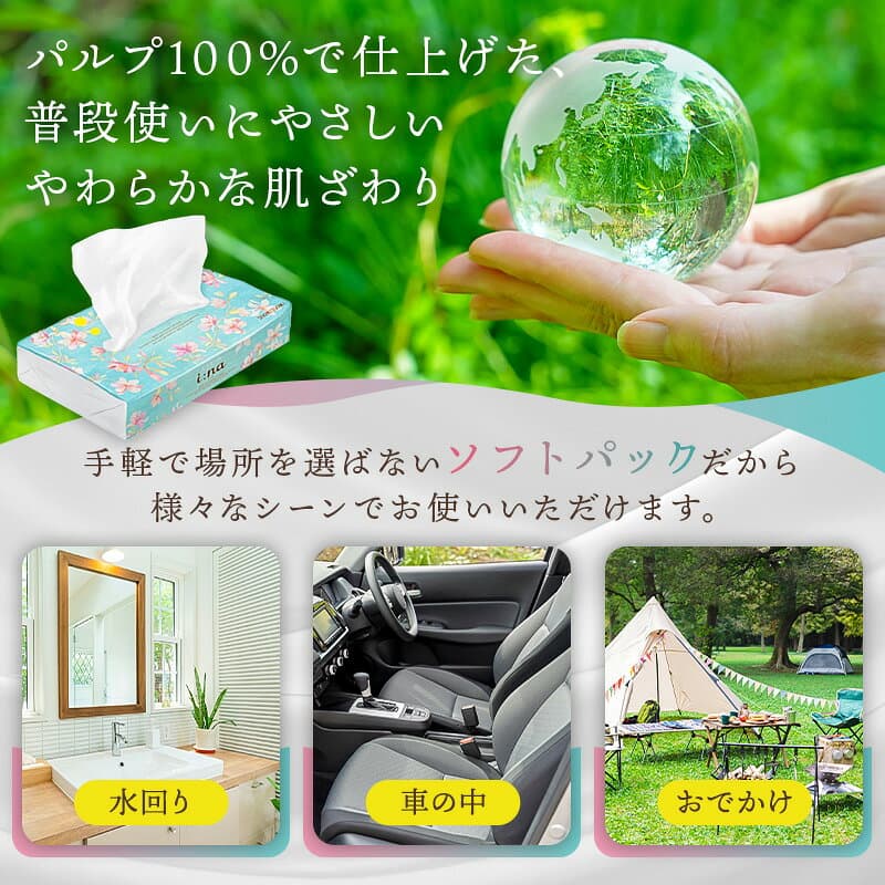 【ふるさと納税】エリエール i:na イーナ ソフトパックティシュー【選べる個数】 ハーフサイズ ティッシュペーパー ソフトパックティッシュ ソフトパック ティッシュ 箱なし 日用品 新生活 備蓄 防災 消耗品 生活雑貨 生活用品 ストック 岐阜県 thumbnail 2