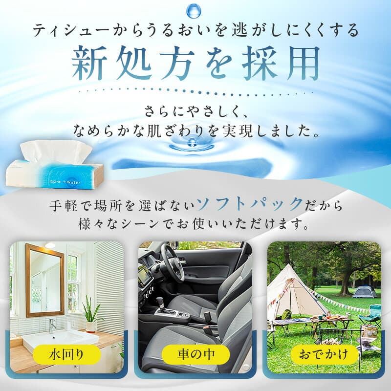 【ふるさと納税】【個数が選べる】エリエール +Water プラスウォーター ソフトパックティシュー 120W 5パック ハーフサイズ ソフトパックティッシュ ティッシュ ソフトパック ティッシュペーパー 箱なし 日用品 新生活 備蓄 防災 消耗品 生活雑貨 生活用品 パルプ100％ thumbnail 2