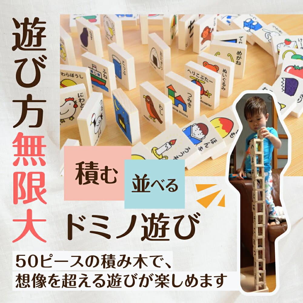 【ふるさと納税】あいうえお積み木 50ピースセット おもちゃ ベビー 積み木 カラフル 可愛い イラスト 絵 国産 国産木材 言葉遊び ひらがな カタカナ ローマ字 プレゼント ギフト 子供 キッズインテリア 木製 木のおもちゃ 知育玩具 木 1歳 2歳 3歳 4歳 5歳 岐阜県 郡上市 thumbnail 3