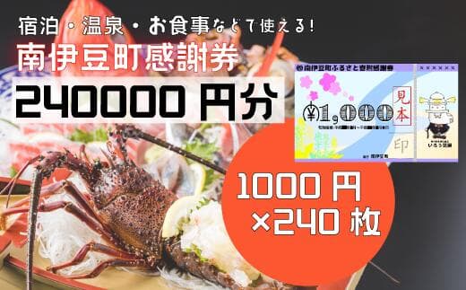 【ふるさと納税】旅行券 温泉 旅行 海水浴 体験 飲食店 チケット 南伊豆町 温泉 キャンプ 旅館 民宿 チケット 商品券 240枚 240,000円相当 ふるさと寄附感謝券240枚 トラベル お食事券 お土産 おみやげ 観光 全国旅行支援 併用可能