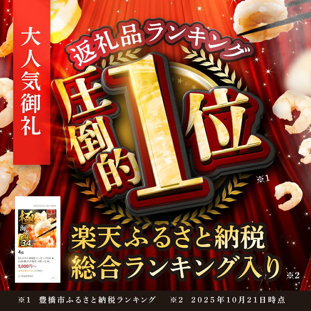 【ふるさと納税】ランキング 1位 ★4.8 極 むき海老 背ワタ無 ~3.4kg 訳あり ランキング 1位 大粒 背ワタ処理済 極むき海老 むきえび 定期便 海鮮 えび 簡易包装 訳あり 先行予約 発送時期が選べる 期間限定 年内発送 冷凍 定期 不揃い 傷 豊橋市 10000円 15000円 20000円 thumbnail 3