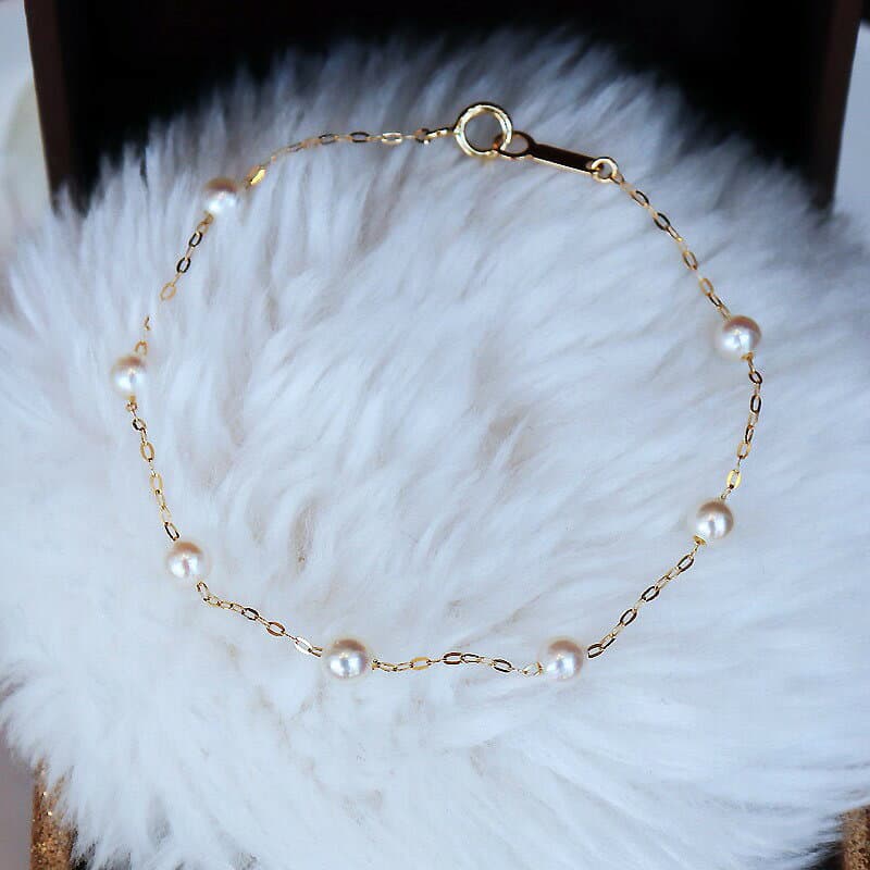 【ふるさと納税】 パール優美 真珠 ブレスレット K18 アクセサリー パール 4~4.5mm K18 伊勢志摩 志摩 ギフト プレゼント 母の日 ホワイトデー クリスマス 冠婚葬祭 結婚式 貝 アコヤ貝 アコヤ真珠 / 志摩産 無調色アコヤ真珠 ベビーパール4-5ミリ ブレスレット thumbnail 2
