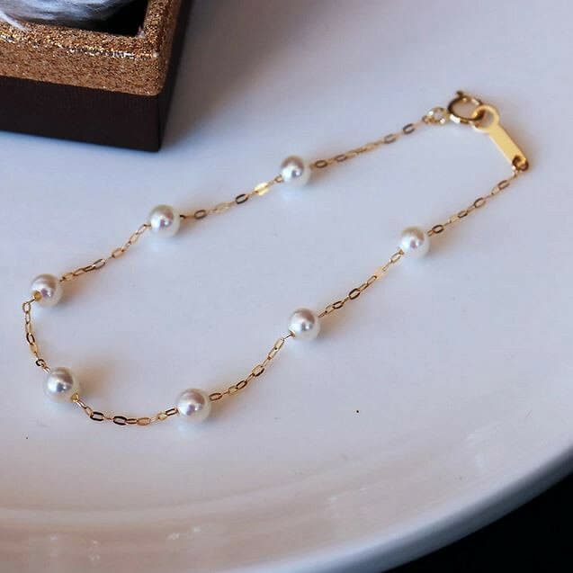 【ふるさと納税】 パール優美 真珠 ブレスレット K18 アクセサリー パール 4~4.5mm K18 伊勢志摩 志摩 ギフト プレゼント 母の日 ホワイトデー クリスマス 冠婚葬祭 結婚式 貝 アコヤ貝 アコヤ真珠 / 志摩産 無調色アコヤ真珠 ベビーパール4-5ミリ ブレスレット thumbnail 3