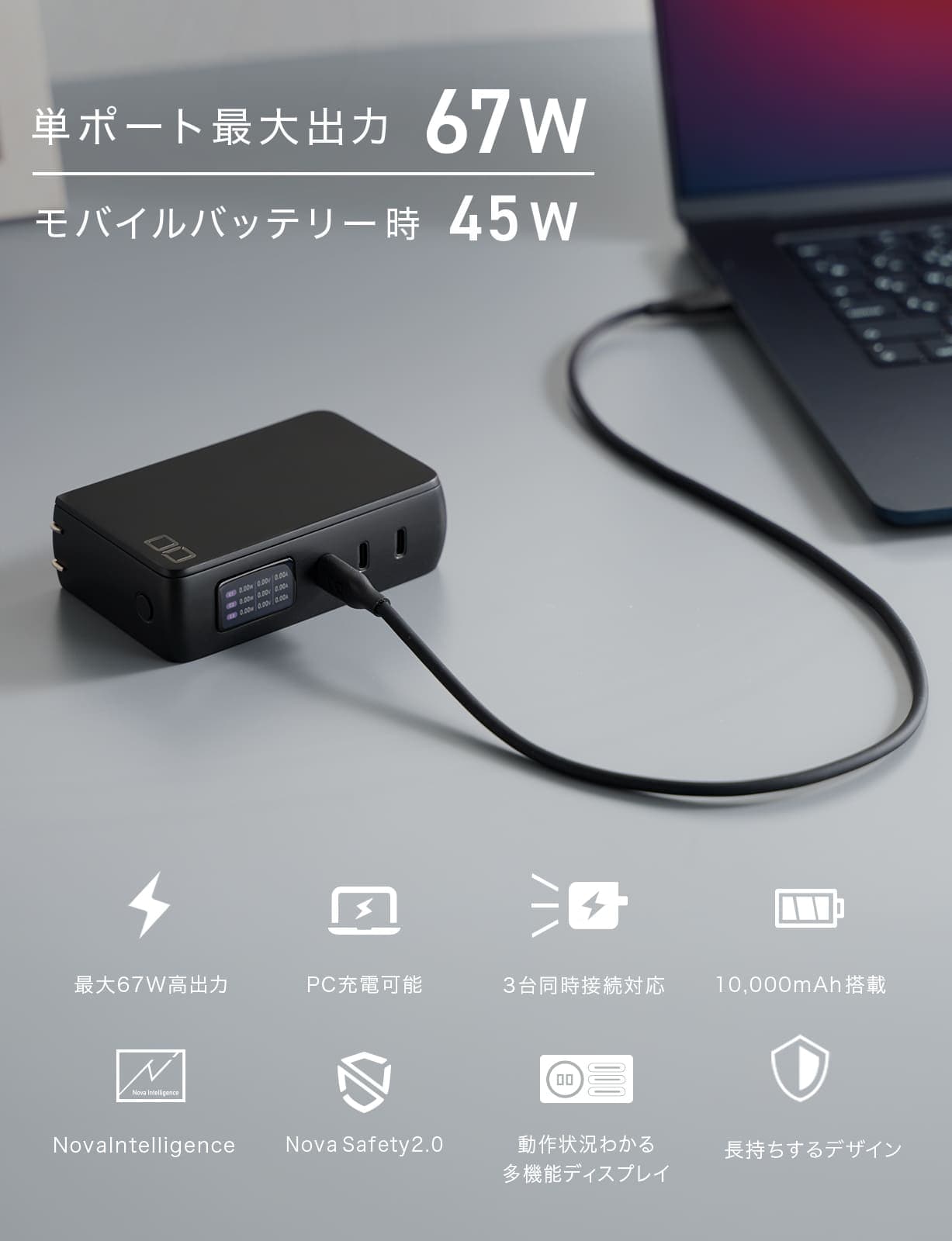 【ふるさと納税】SMARTCOBY Pro PLUG II67W3C(黒／白)｜CIO ACアダプター モバイルバッテリー 充電 充電器 iPhone スマートフォン スマホ [2533-2535] thumbnail 2