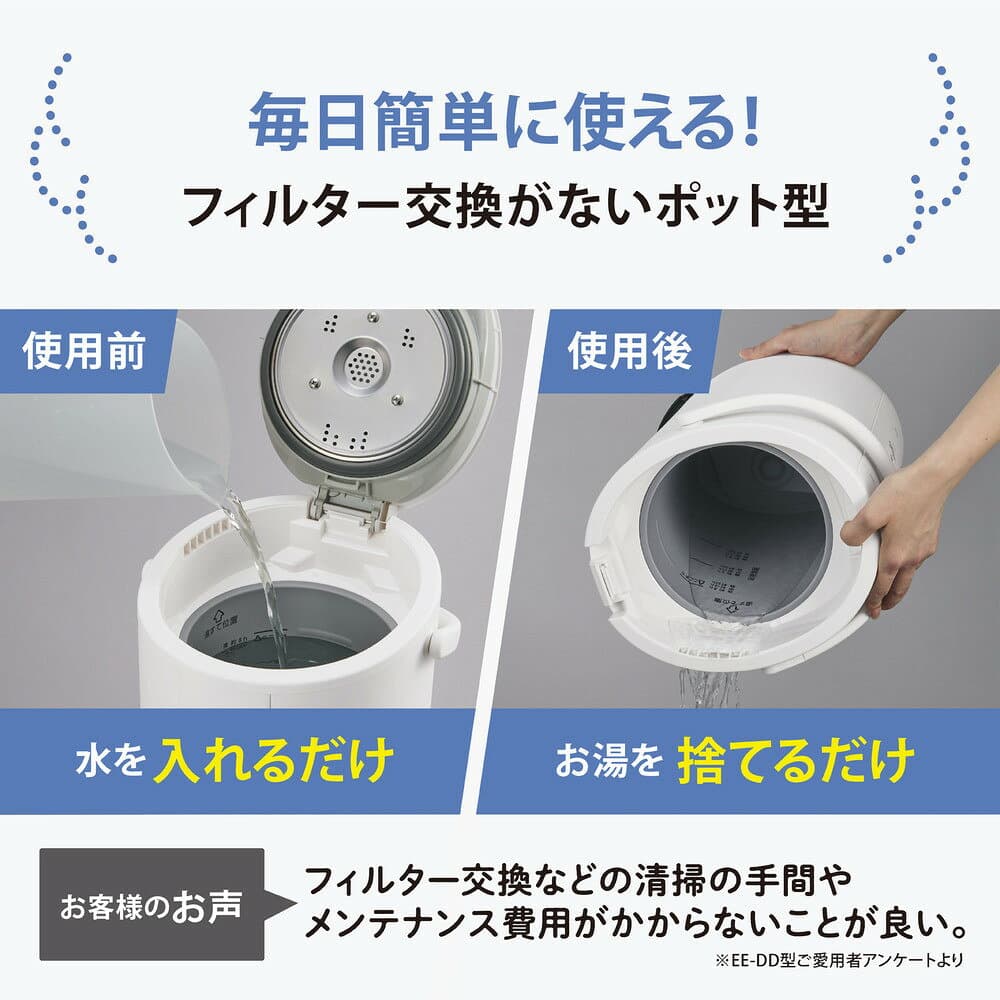 【ふるさと納税】象印 スチーム式加湿器 EEDG50-WA ホワイト | 家電 生活家電 電化製品 加湿器 スチーム式 スチーム 人気 おすすめ 送料無料 大東市 thumbnail 3
