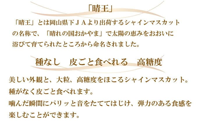【ふるさと納税】ぶどう 2026年 先行予約 シャイン マスカット 晴王 3房～6房 約2kg ブドウ 葡萄 岡山県産 国産 フルーツ 果物 ギフト 果物類 　お届け：2026年8月下旬～2026年11月下旬 thumbnail 3