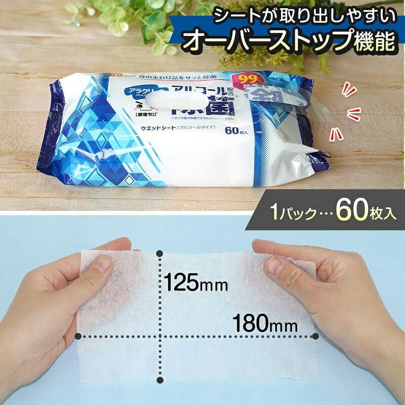 【ふるさと納税】 アルコール除菌シート ウエットシート 「 99%除菌 60枚×8パック×6袋 合計2880枚 日本製 アラクリーネ 」 [ ウェットティッシュ 不織布シート 携帯用 持ち歩き 日用品 衛生対策 まとめ買い 送料無料 香川県 三豊市 10,000円 台 返礼品 レック ] thumbnail 3