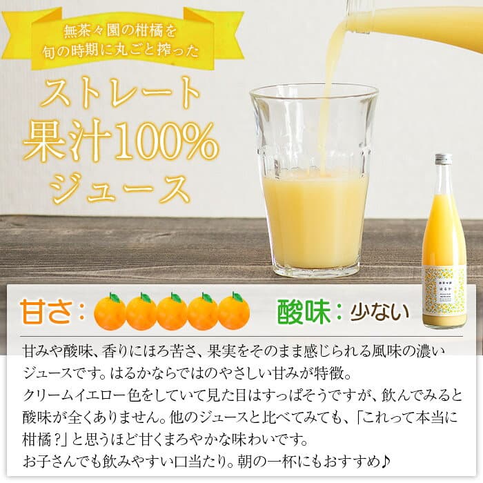 【ふるさと納税】＜無茶々園のはるかジュース 720ml×3本入＞『1か月以内に順次出荷予定』 果物 みかんジュース フルーツ ストレート 果汁 100% 御歳暮 ギフト 柑橘ジュース 蜜柑 ソフトドリンク 飲料 特産品 愛媛県 西予市【常温】 thumbnail 3