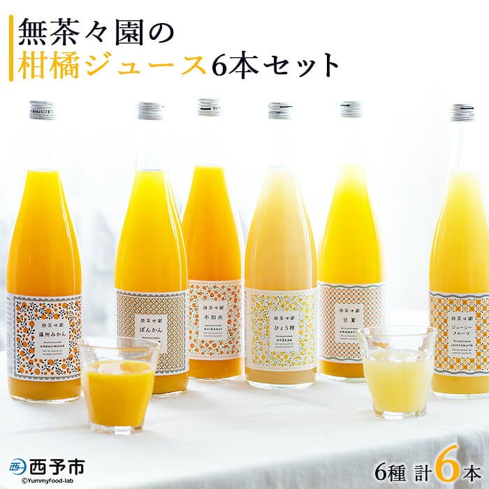 【ふるさと納税】＜無茶々園の柑橘ジュース 6本セット（720ml×6）＞ 『1か月以内に順次出荷予定』果汁 100% 温州みかん オレンジジュース 飲料 果物 オレンジ 甘夏 文旦 せとか 不知火 ひょう柑 ギフト 贈答用 お取り寄せ お祝い 特産品 ギフト 愛媛県 西予市【常温】