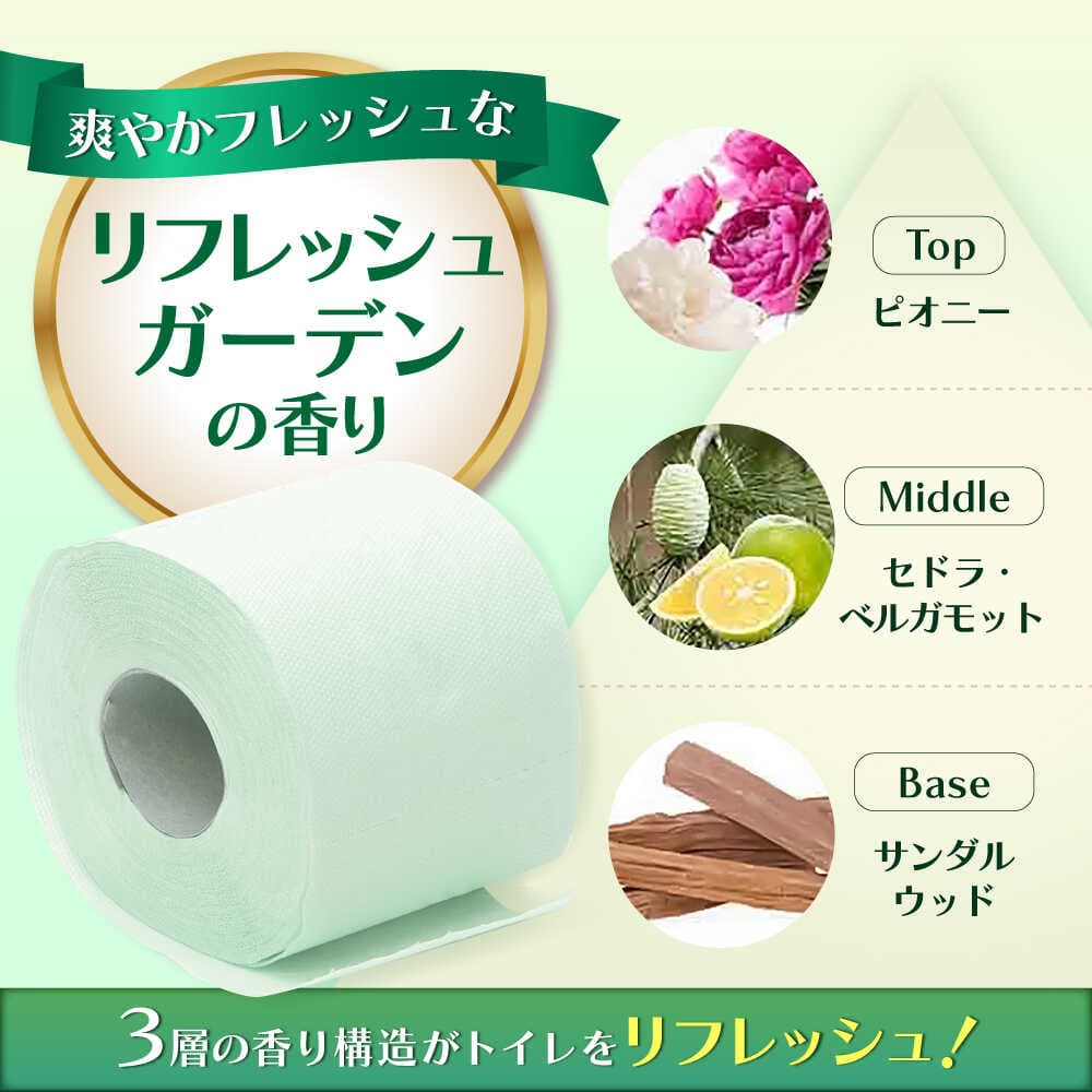 【ふるさと納税】【選べる配送月】ダブル グリーン トイレットペーパー カオリマルシェ 96ロール（12ロール×8パック入） / 日用品 消耗品 再生紙 香り付き スピード配送 SDGs 国産 まとめ買い / 佐賀県 / コトブキ製紙株式会社 [41AHAA003] thumbnail 2