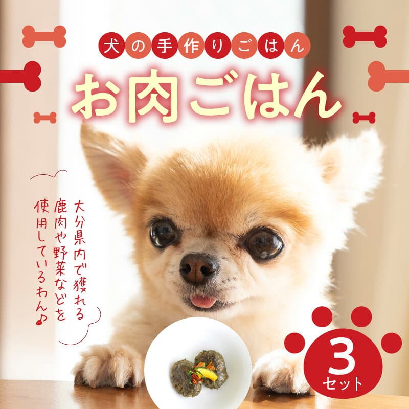 【ふるさと納税】ドッグフード 無添加 お肉ごはん3点セット 【犬の手作りごはん】 ペットフード 愛犬 お肉 無添加 セット 鹿肉 チキン 豚肉 手作り 高タンパク レトルト R15005 thumbnail 2