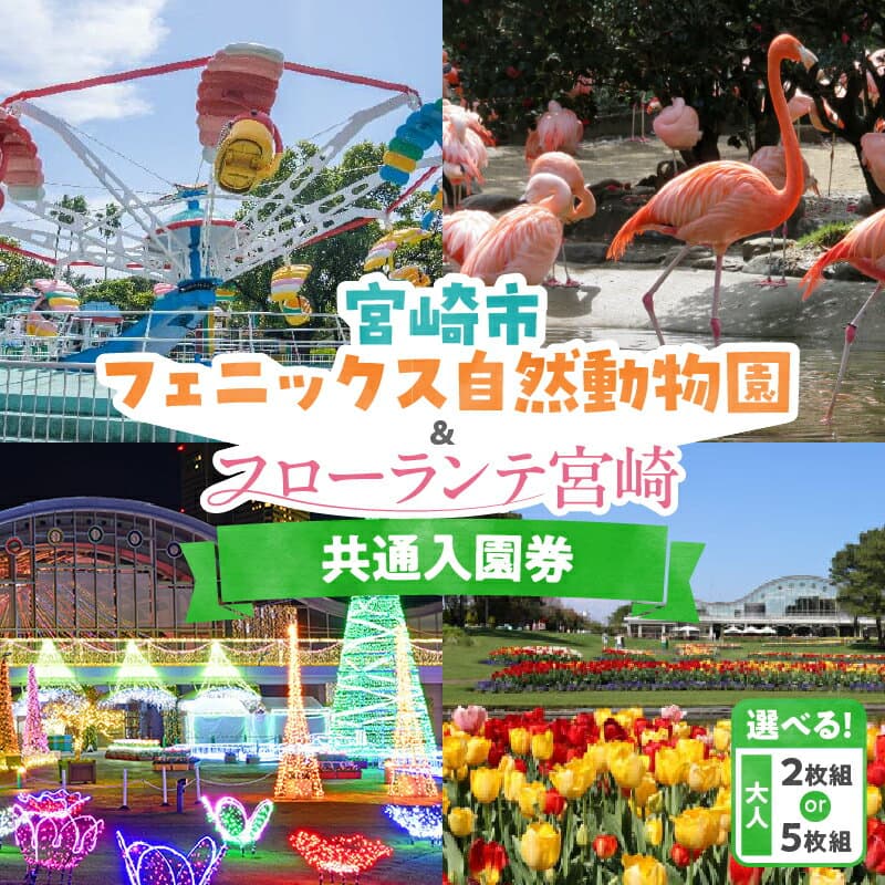 【ふるさと納税】【選べる】宮崎市フェニックス自然動物園＆フローランテ宮崎共通入園券 動物園 動物とふれあい フラミンゴ ショー ゾウ ヤギ 餌やり 体験 花 フラワー 植物 植物観賞 フラワーガーデン 施設利用券 施設券 利用券 チケット 券 宮崎県 宮崎市 送料無料
