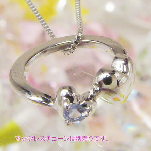 【ネックレスチェーン別売り】刻印できるダブルハートベビーリングK10ホワイトゴールド[タンザナイト]出産記念 誕生祝い 出産祝い 母の日 クリスマス