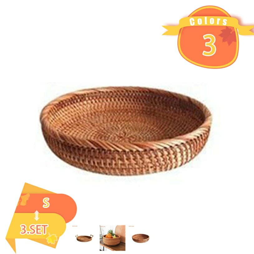 円形 収納かご 収納バスケット 籘 小さめ 浅型 防腐 防虫 ホームの収納 リビング ソファ横 寝室 ベッド周り 浅め カラーボックス インナーケース インナーボックス カフェ 喫茶店 飲食店 収納かご 浅型タイプ 収納バスケット fascimo