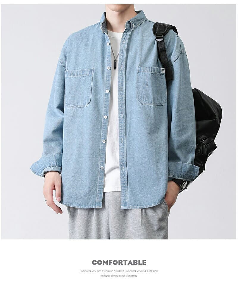 ◆全品2点16％off◆デニムシャツ メンズ 長袖 秋 カジュアル 春夏 アウター メンズ 大きいサイズ アメカジ シャツジャケット メンズ 春服 デニム カジュアルシャツ デニムジャケット シャツ メンズ メンズシャツ 長袖 ジージャン 春 thumbnail 3