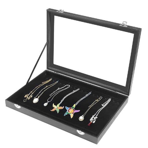 siawadekyジュエリーボックス20本大容量透明PUレザーネックレスケース宝石箱ディスプレイコンパクト小物入れ保管アクセサリーケース指輪リングピアスネックレスペンダントアクセサリー…