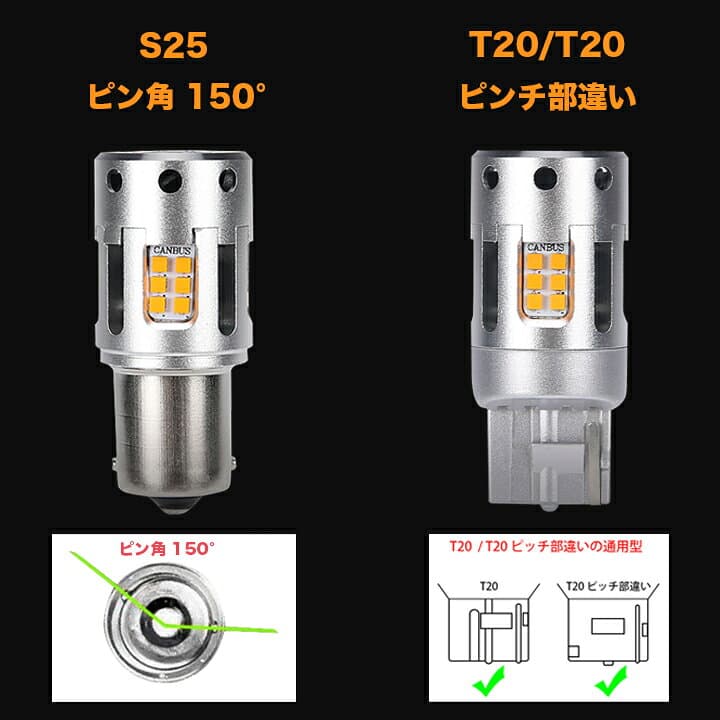アクティトラック HA8/HA9 アクティバン HH5/HH6 バモス HM1/HM2 LED ウインカー ハイフラ防止抵抗内蔵 T20ピンチ部違い アンバー CSPチップ ホンダ LEDバルブ ウインカーバルブ カスタム パーツ 車部品 カー用品 2個セット thumbnail 2