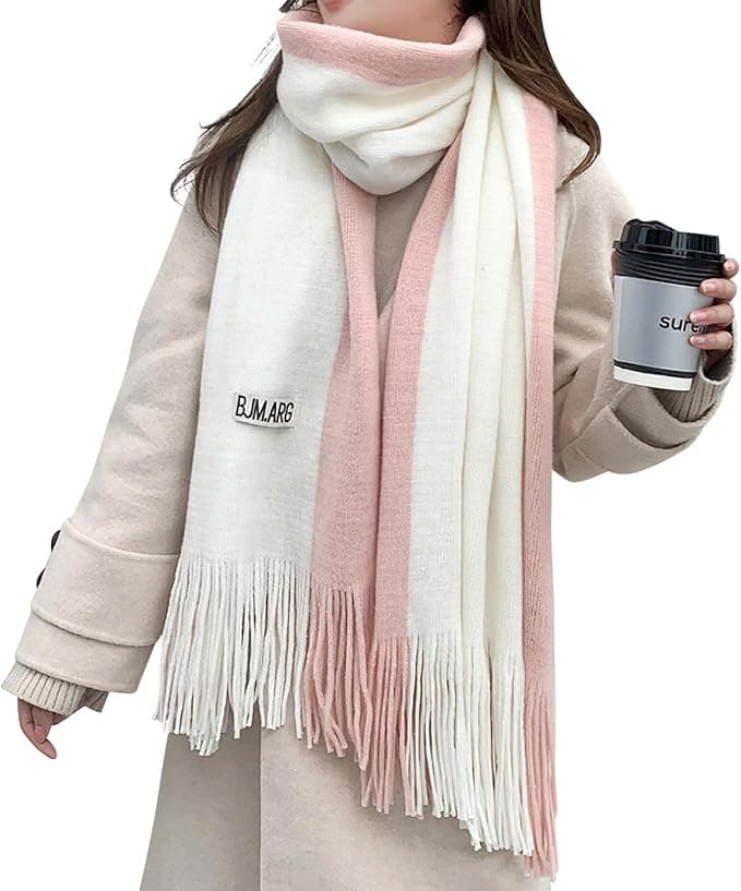 マフラー レディース ストール 大判 厚手 大判ストール 大判マフラー 防寒 暖かい ふわふわ 柔らかい 可愛い ストライプ 肩掛け フリンジ付き おしゃれ 誕生日 プレゼント 女性 女子 学生 人気 秋冬