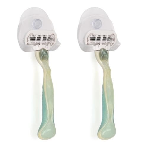 kwmobile 2x カミソリホルダー 吸盤フック - 洗面所 お風呂 バスルーム 吸盤シェイバーホルダー 繰り返し使える白色