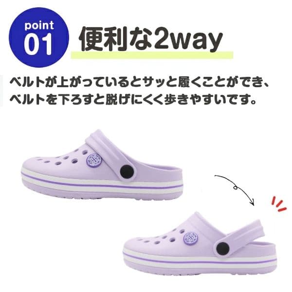 サンダル キッズ クロッグサンダル サボサンダル 軽量 軽い 2way 黒 ブラック ブルー 子供靴 ジュニア 男の子 女の子 ストラップ 歩きやすい 痛くない 疲れない 洗える 水遊び プール 海 ビーチ アウトドア レジャー EVA BA-36603 thumbnail 2