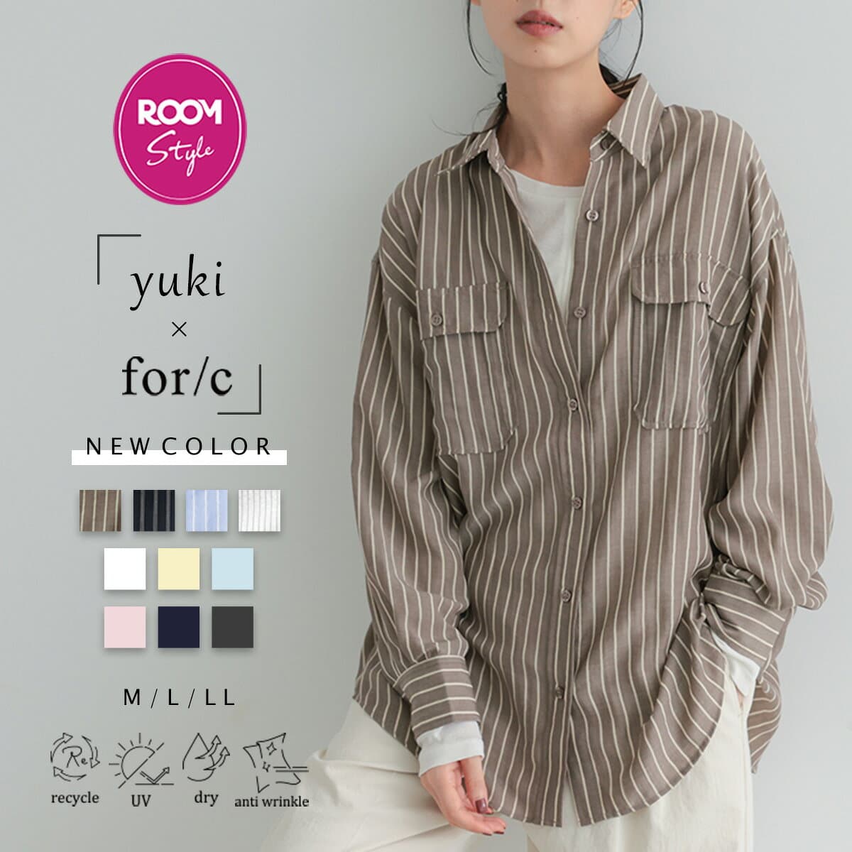 【マラソン 20％OFFクーポン！11日9:59迄】【yuki×for/cコラボ】速乾 UVカット ダブルポケット シャツ レディース シワになりにくい リサイクルポリエステル サスティナブル 春 夏 秋 M Lサイズ 洗濯可 for/c フォーシー ドキ子 コラボ 楽天room【メール便可】