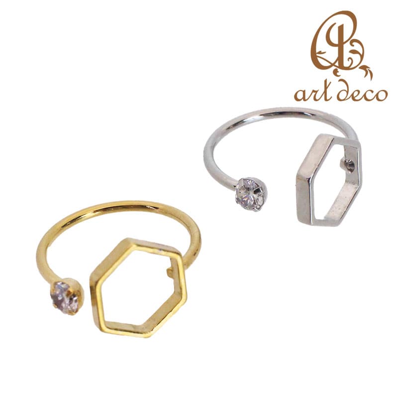 指輪 リング 六角形 フォークリング レジン フレーム 1個/10個 アクセサリーパーツ オリジナル ハンドメイド 材料 卸 装飾 空枠 カラワク ミール皿 レジン フリーサイズ