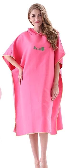 お着替えポンチョ 大人用 ユニセックス 防風 吸水 速乾性 通気性 マイクロファイバー ビーチ タオル バスローブ フード 海 プール レジャー シンプル ピンク 青 黒