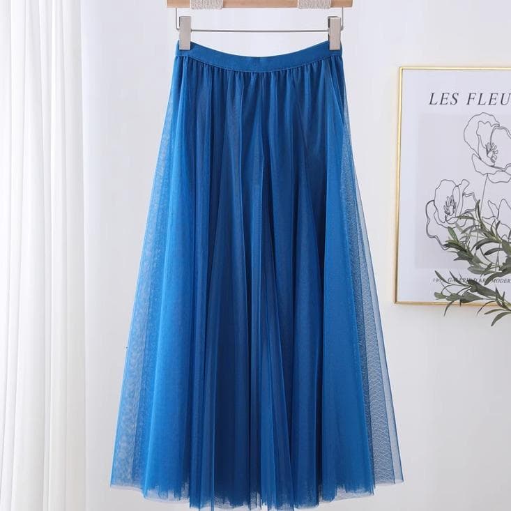 ダンス 衣装 スカート レディース おしゃれ メッシュ ロング丈 ハイウエスト Aライン 大きい裾 フレア 春 舞台 演出