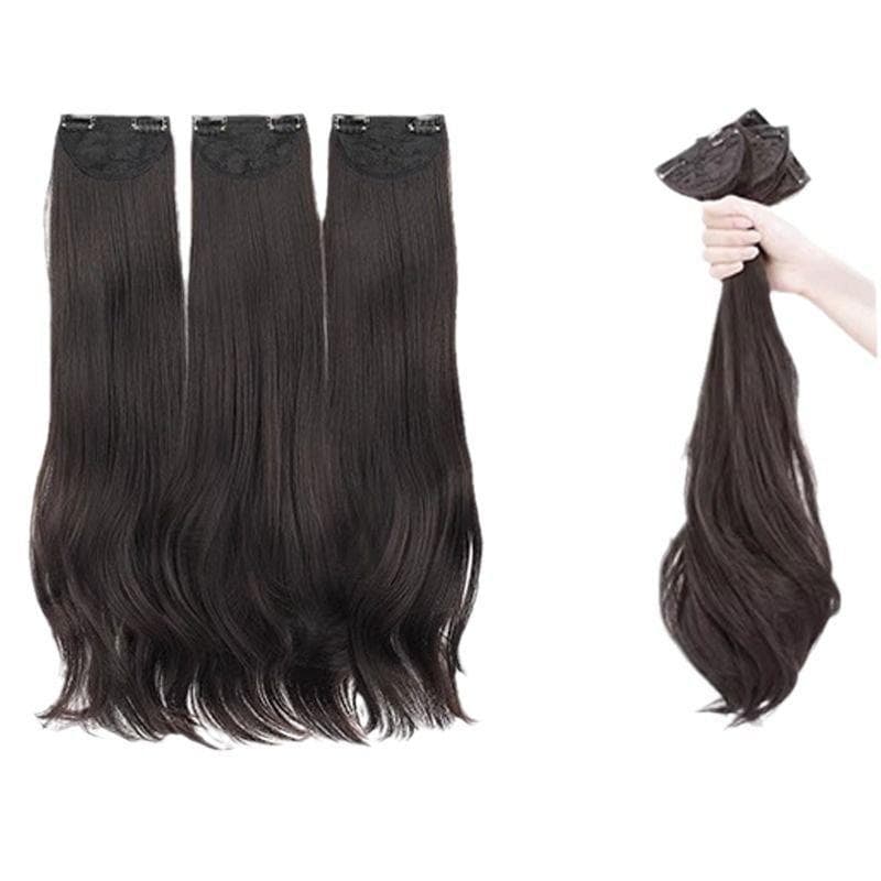 エクステ レディース 襟足ウィッグ 3枚セット ロング カール ゆるふわ 巻き髪 耐熱ファイバー 自然 リアル 50-60cm ポニーテール ボリュームアップ ヘアピース つけ毛 ブラック ブラウン マロン 普段使い お出かけ 結婚式