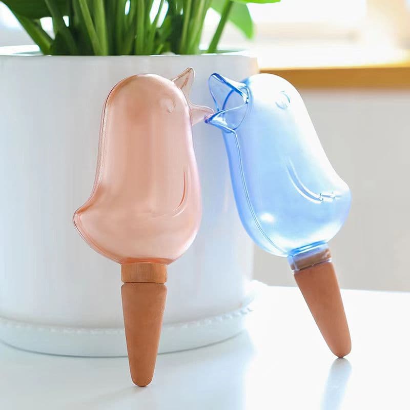 【2個セット】挿すだけ 小鳥 かわいい 自動水やり器 自動給水器 自宅 植木鉢 植物 留守 園芸 盆栽 観葉植物 家庭菜園 栄養 木 旅行 出張 水切れ防止 tec-torimizu2s