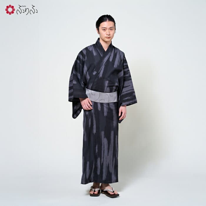 【先着順！最大10%OFFクーポン 10/4 20:00〜10/9 1:59】 【セール10%オフ】メンズ浴衣単品 「 ハナウタ・墨書き 」公式 ふりふ 公式 ふりふ セレクト カジュアル 浴衣 ゆかた メンズ 男性 紳士 10代 20代 30代 40代 50代 大人 花火大会 夏祭り 単品 ポリエステル 和風