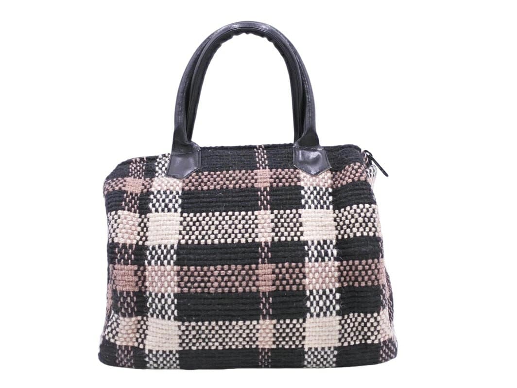 nano universe ナノユニバース Lilascampbell チェック ボストン バッグ 黒×白×ピンク ◇■ ☆ gab4 レディース【USED】【中古】【古着】【ブランド古着買取・販売ABJ】