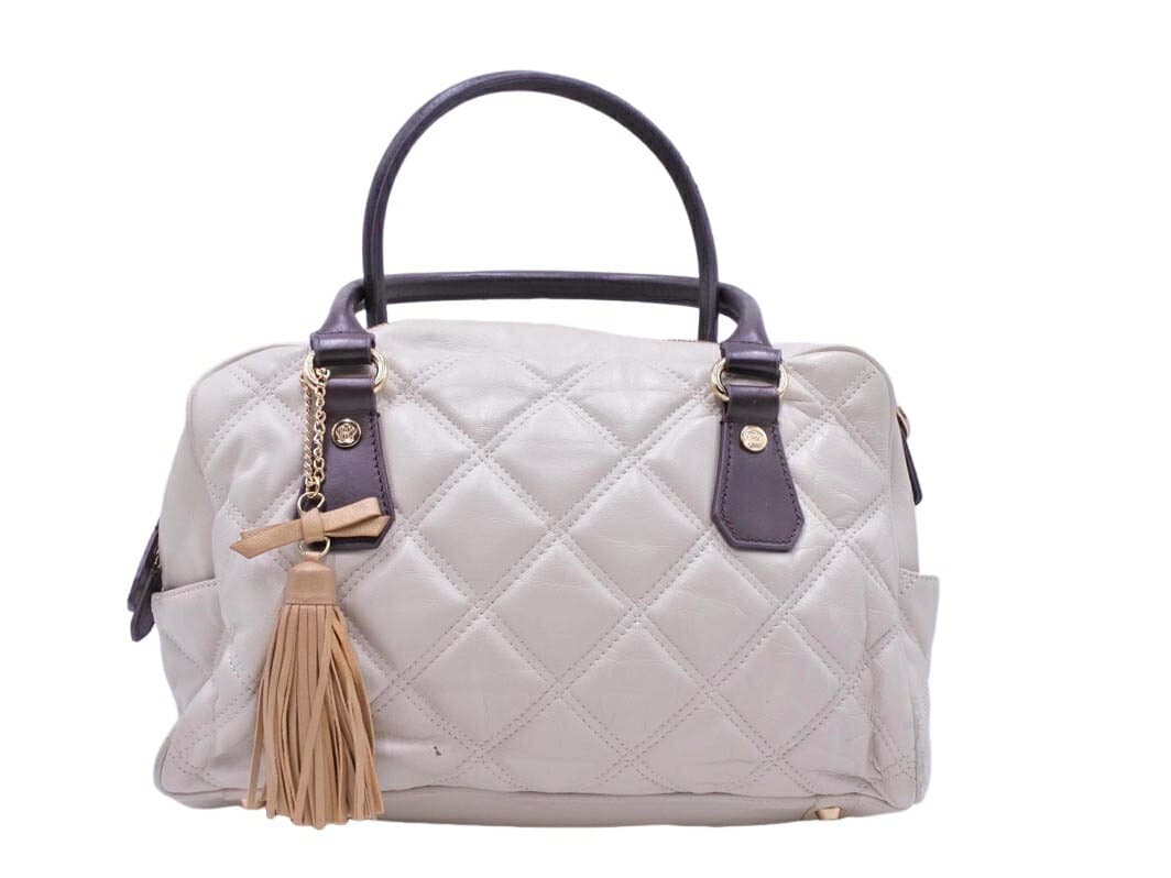 renoma レノマ レザー キルティング ボストン バッグ アイボリー ■■ ☆ fkc7 レディース【USED】【中古】【古着】【ブランド古着買取・販売ABJ】