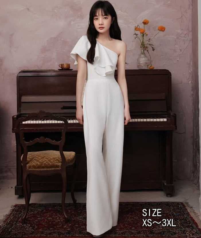 きれいめワンピース 30代 レディースファッション 韓国ファッション 大きいサイズ XS/S/M/L/2XL/3XL ワンショルドレス パンツドレス ジャンプスーツ 無地 20代 30代 40代 披露宴 成人式 謝恩会 結婚式 上品 秋服 冬服 春服 夏服 パーティー きれい パンツスーツ