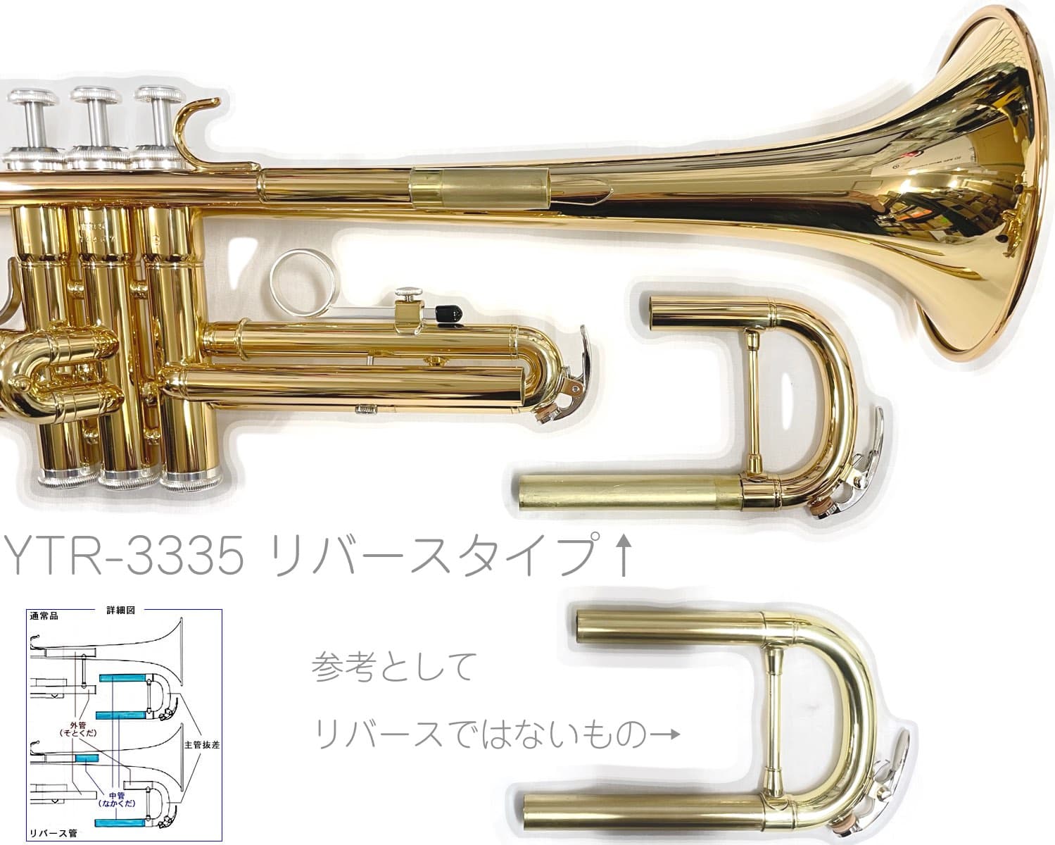 YAMAHA ヤマハ 5年保証サポート対象 YTR-3335 トランペット B♭ リバースタイプ ラッカー ゴールド セットG　以下は対応不可 北海道 沖縄 離島 代引き thumbnail 3
