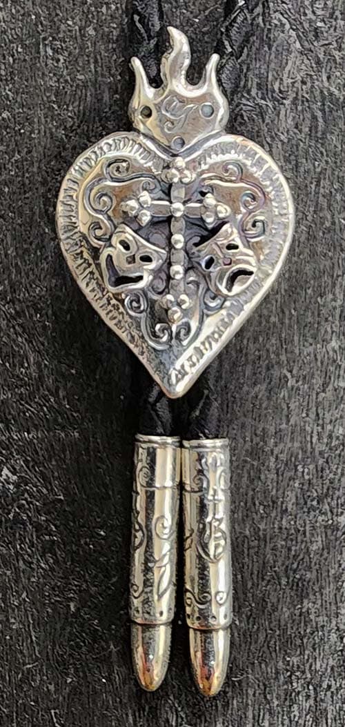 GANGSTERVILLE & galcia " BOLO TIE " COMEDY & TRAGEDY TWO FACE CROSS HEART LOOP TIE SILVER 925 BRASS ギャングスタービル ガルシア トゥーフェイス クロス ハート ボロタイ ループタイ シルバー ブラス　【 GLAD HAND / グラッドハンド 】 (17-GALCIAxGSV-08) thumbnail 2