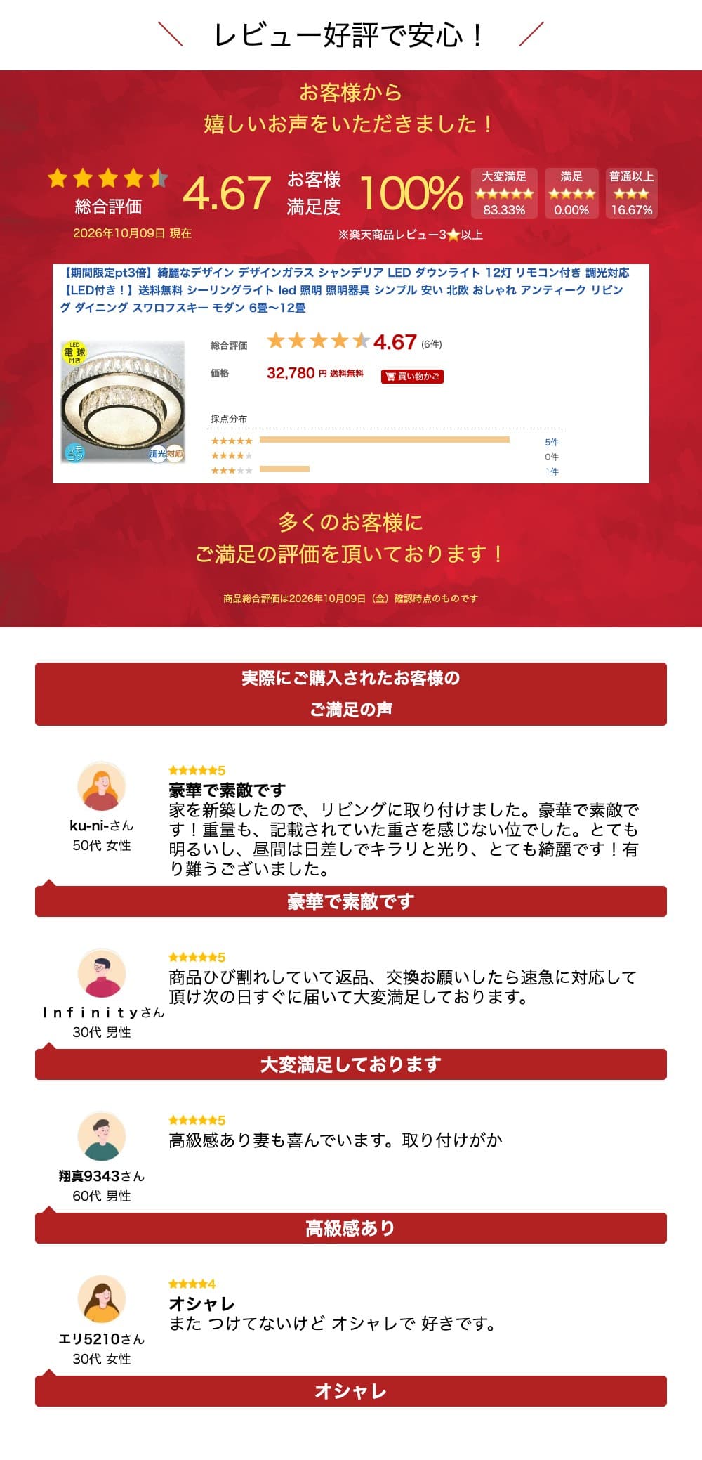 【期間限定pt3倍】綺麗なデザイン デザインガラス シャンデリア LED ダウンライト 12灯 リモコン付き 調光対応【LED付き！】送料無料 シーリングライト led 照明 照明器具 シンプル 安い 北欧 おしゃれ アンティーク リビング ダイニング スワロフスキー モダン 6畳～12畳 thumbnail 3