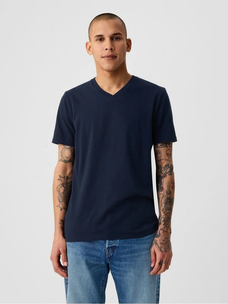 【SALE／39%OFF】(M)スタンダードVネックTシャツ GAP ギャップ トップス カットソー・Tシャツ ホワイト ブラック ネイビー【RBA_E】[Rakuten Fashion] thumbnail 2