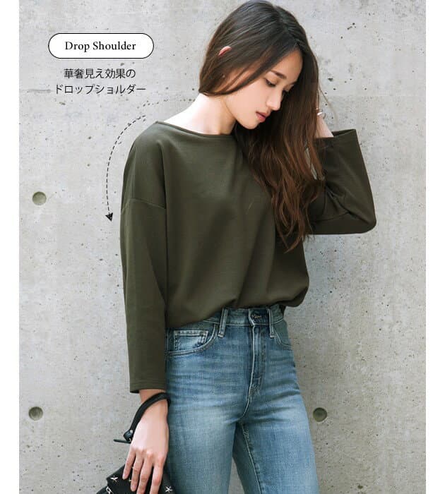 ボートネック カットソー 長袖 tシャツ レディース 長袖tシャツ ボーダー ビッグシルエット トップス プルオーバー ドロップショルダー バックファスナー ブラック ホワイト ワンマイルウェア 送料無料 ≪ゆうメール便配送20・代引不可≫ ルームウェア 楽天ROOM thumbnail 3