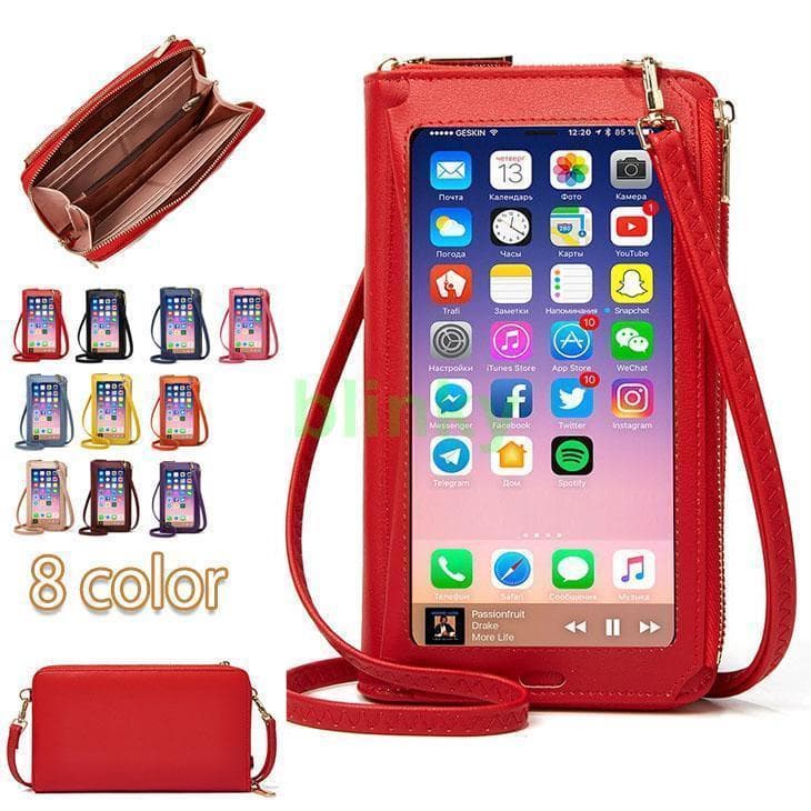 スマホバッグ 横型 スマホポーチ スマホショルダー タッチ操作対応 スマホポシェット 多機能 スマホポーチ 入れたまま操作 斜め掛けミニバッグ