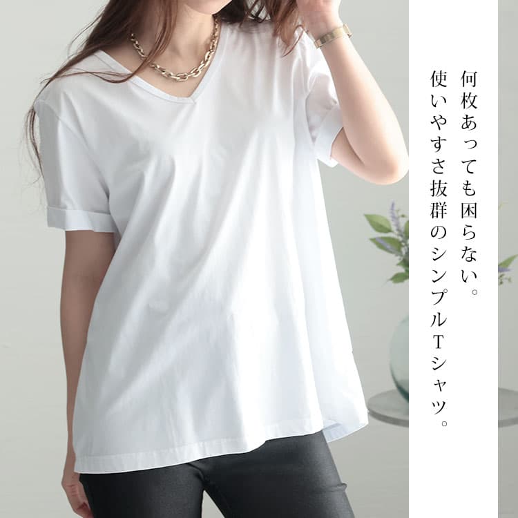 大きいサイズ レディース トップス カットソー Vネック半袖Tシャツ Vネック Tシャツ 半袖トップス 半袖 半そで ベーシック シンプル ルーム カジュアル 韓国 韓国ファッション 春新作 春服 夏服 秋服 LL 2L 3L 4L 5L 6L ブラック 黒 ホワイト 白 グレー ゴールドジャパン thumbnail 3