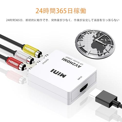 【送料無料】ALLVD RCA to HDMI変換器AV to HDMI変換RCA組み合わせ（赤、白、黄）三色端子hdmi変換アダプタ1080 P/720 P切替Mini USB電源ケーブル*1 TVBox、旧DVDレコーダ、カセットレコーダー、旧ゲーム機（PS 1、PS 2、PSP、SFC、Wii、N 64）などの装備対応 thumbnail 3