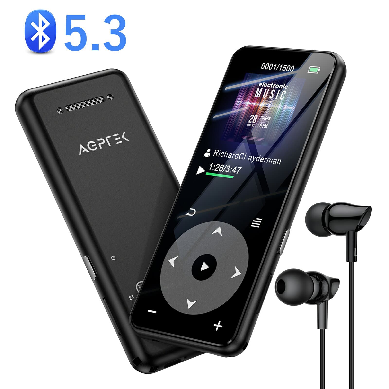 ＼日本正規品・一年保証あり／ AGPTEK MP3プレーヤー bluetooth5.3 Hi-Fiロスレス音質 デジタルオーディオプレーヤー スピーカー搭載 音楽プレーヤー ダイレクト録音 スマホ転送 光るタッチボタン リピート再生 FMラジオ 16GB 軽量 ポータブルプレーヤー 人気 MP3プレイヤー