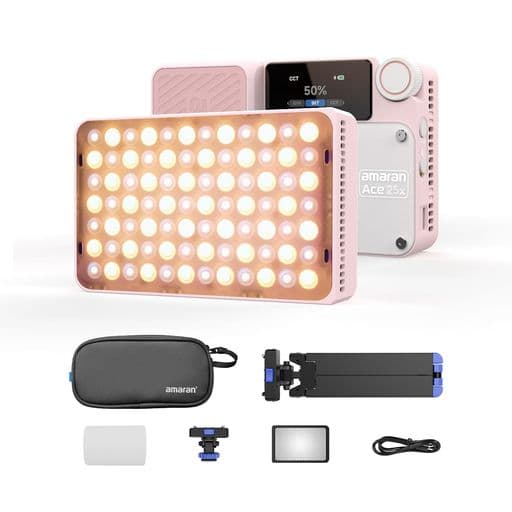aputureamaranAce25XKit25W小型撮影ライト両色温グリッド&収納バッグ磁気吸着・クイックリリース機能付き1/4ネジ穴搭載ライブ配信・Vlog・補助照明に最適(ピンク)