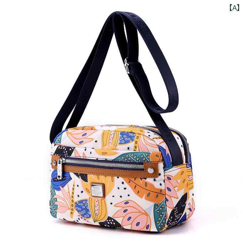 バッグ レディース フラワープリント キャンバス クロス ボディ 夏 オックスフォード 布 ショルダー 軽量 ファッション カジュアル ナイロン