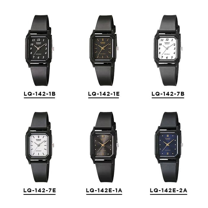 【10年保証】CASIO STANDARD LADYS カシオ スタンダード LQ-142 腕時計 時計 ブランド レディース キッズ 子供 女の子 チープカシオ チプカシ アナログ 薄型 軽量 ビジネス シンプル カジュアル 角型 ブラック 黒 ホワイト 白 シルバー ギフト プレゼント thumbnail 2