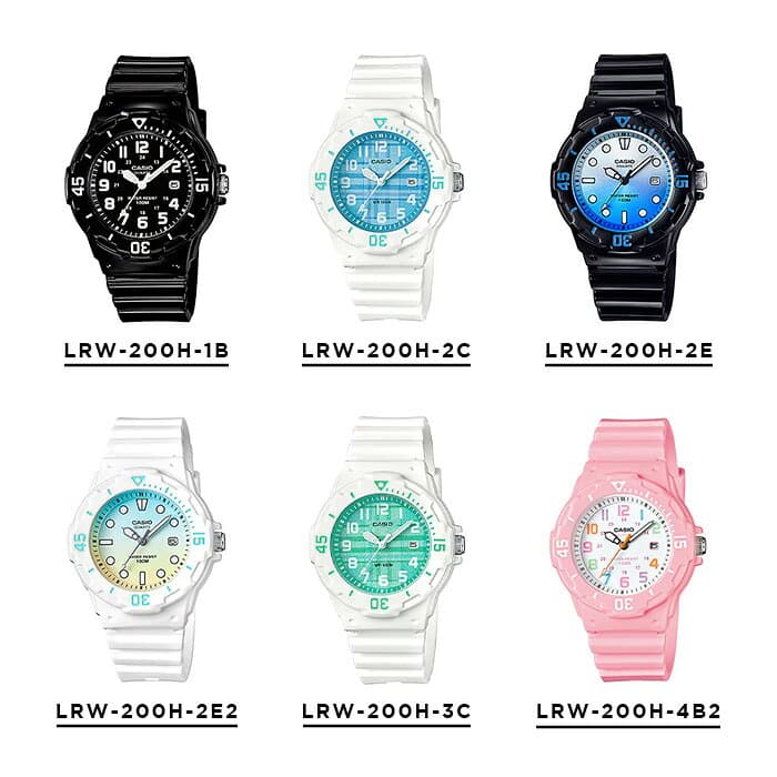 【10年保証】CASIO STANDARD LADYS カシオ スタンダード LRW-200H 腕時計 時計 ブランド レディース キッズ 子供 女の子 チープカシオ チプカシ アナログ 日付 防水 回転ベゼル 高視認 軽量 かわいい ブラック 黒 ギフト プレゼント thumbnail 2