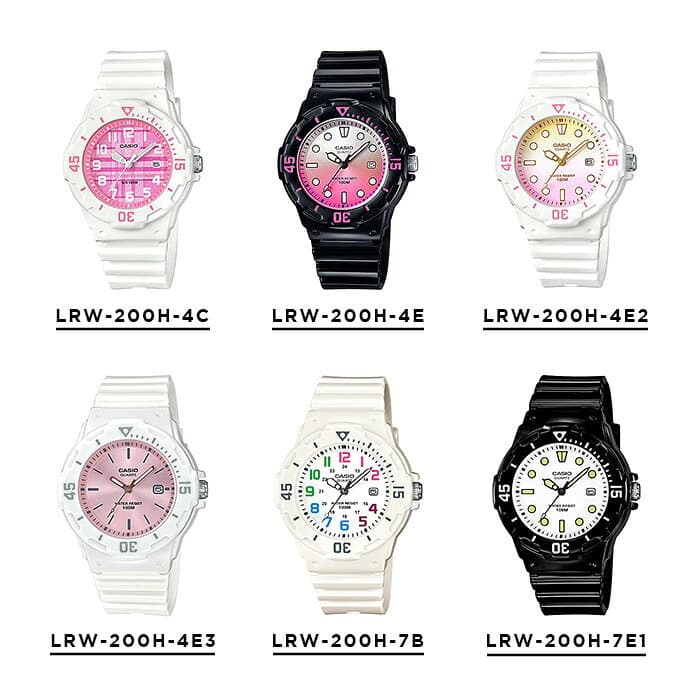 【10年保証】CASIO STANDARD LADYS カシオ スタンダード LRW-200H 腕時計 時計 ブランド レディース キッズ 子供 女の子 チープカシオ チプカシ アナログ 日付 防水 回転ベゼル 高視認 軽量 かわいい ブラック 黒 ギフト プレゼント thumbnail 3