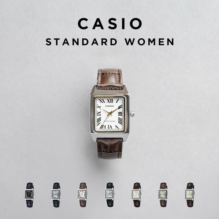 【10年保証】【日本未発売】CASIO STANDARD WOMEN カシオ スタンダード LTP-V007L 腕時計 時計 ブランド レディース 女の子 チープカシオ チプカシ アナログ 角型 高級感 高見え ビジネス シンプル かわいい レトロ 茶 レザー 革ベルト 海外モデル ギフト プレゼント