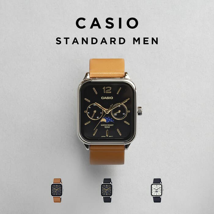 【翌日配送】【新品電池交換済】【10年保証】CASIO STANDARD MEN カシオ スタンダード MTP-M305L 腕時計 時計 ブランド メンズ レディース 男の子 女の子 チープカシオ チプカシ アナログ ムーン 日付 防水 革ベルト レザー 高級感 高見え 角型 ギフト プレゼント